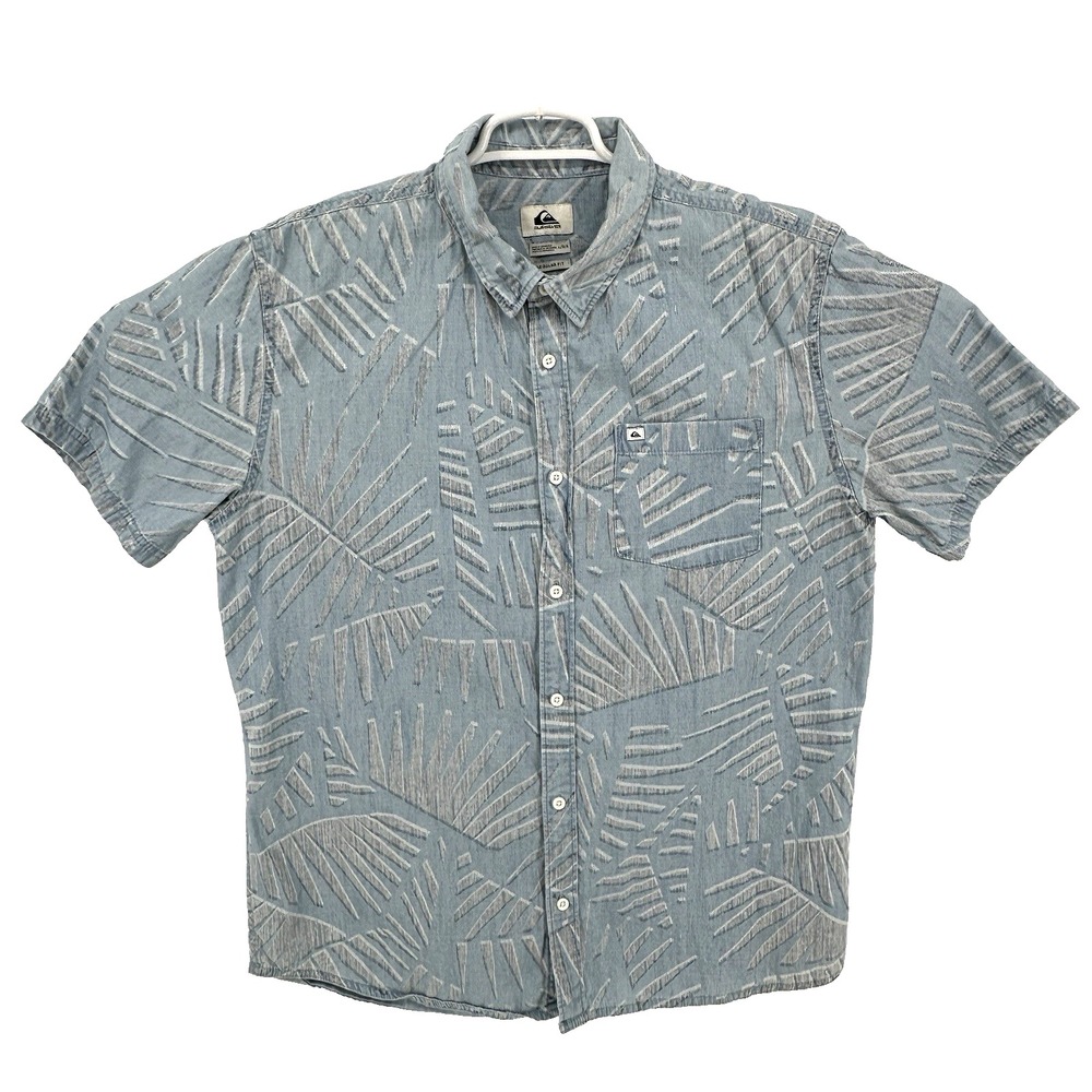 QUIKSILVER Men's ISLAND VIBRATIONS S/S Woven Shirt L Blue